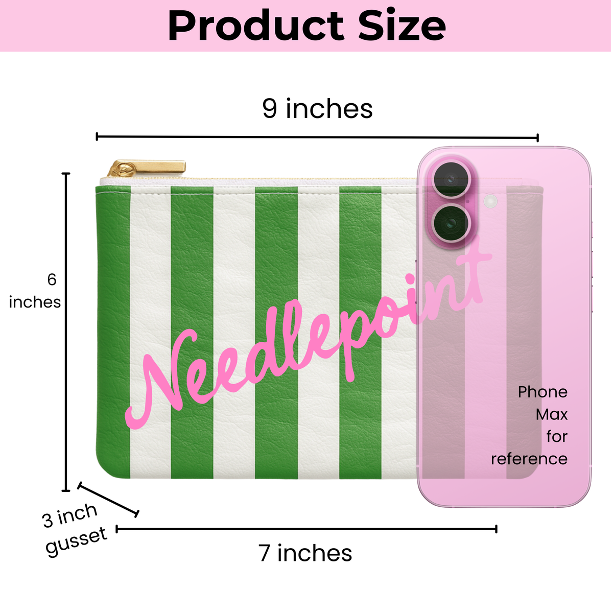 Needlepoint Green Stripe | Medium Project Bag - Aspen Lane 