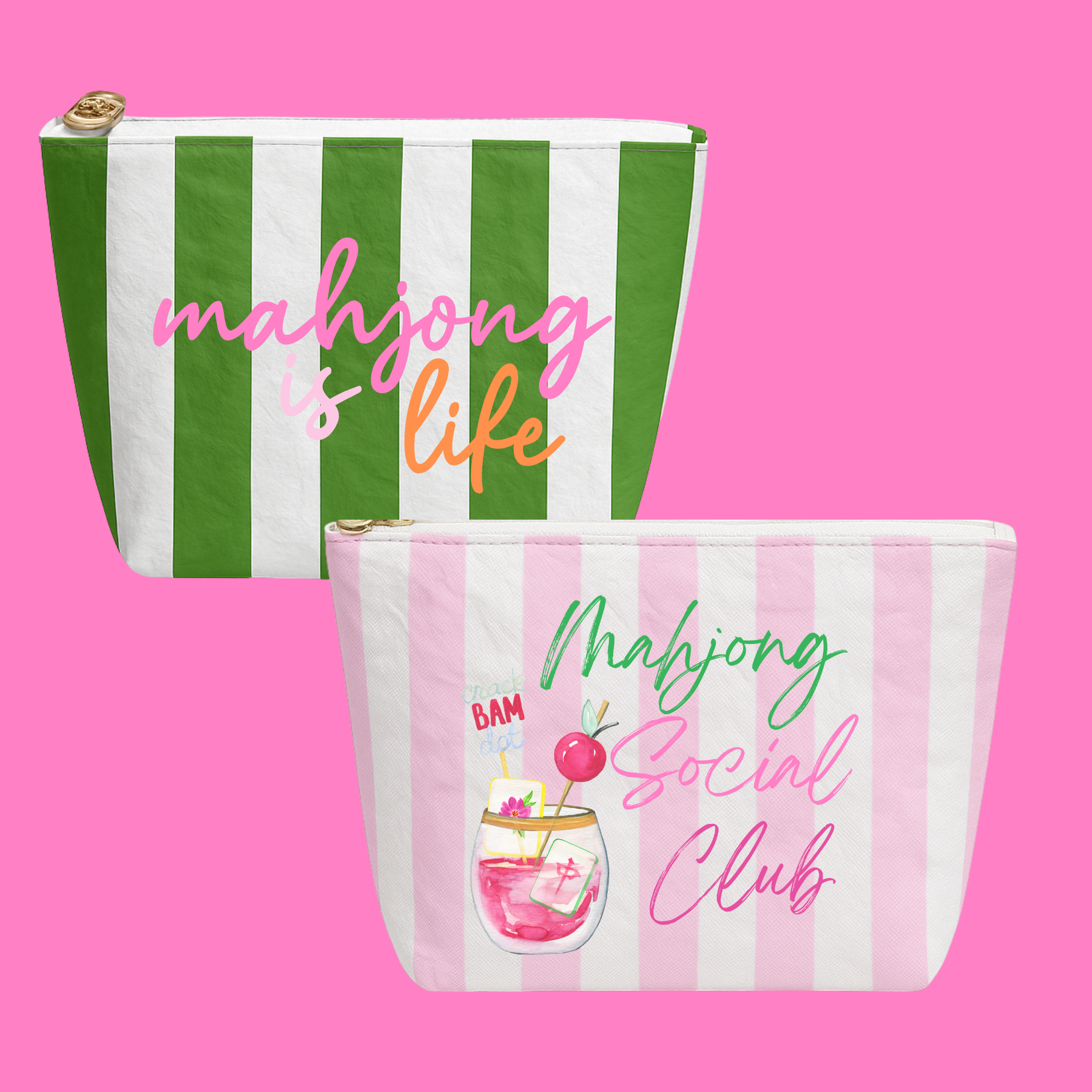 Mahjong Makeup and Tile Pouch Set | Set of 2