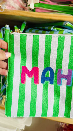 Mahj Leather 8"x10" Stripe Tile & Accessory Mahjong Bag