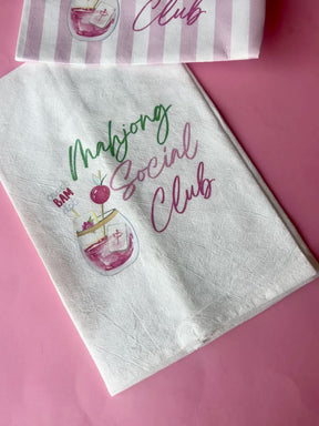 Mahj Social Club Pink & White Stripe Pouch (PRE-ORDER 10/15 SHIP)