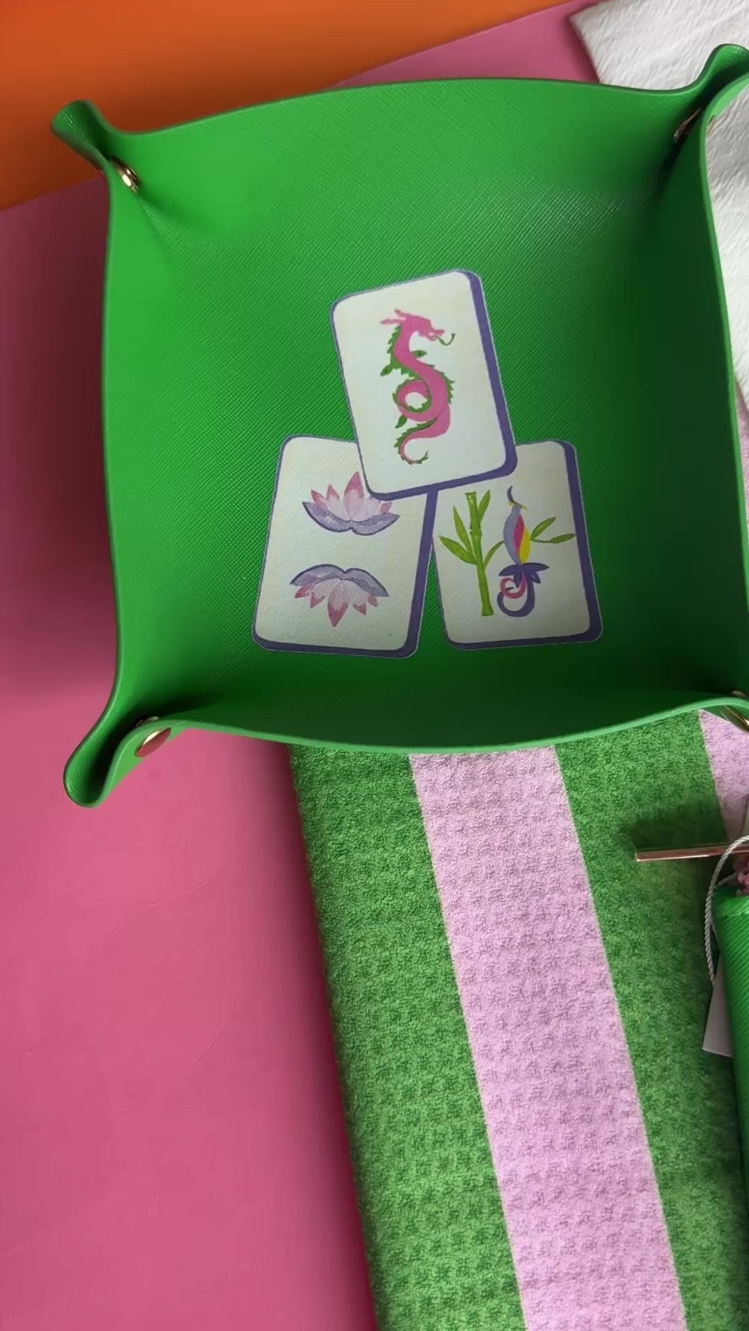 Mahj Social Club Pink & White Stripe Pouch (PRE-ORDER 10/15 SHIP)