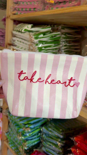 Take Heart | Preppy stripe water resistant gift pouch