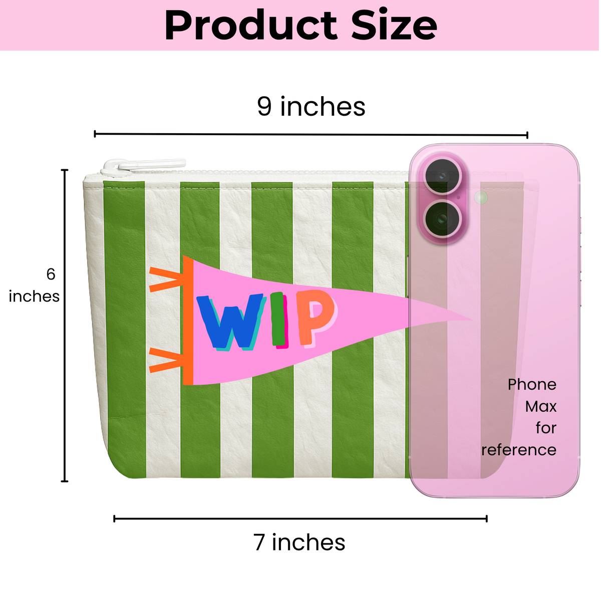 WIP Banner Green Stripe | Medium Project Bag - Aspen Lane 