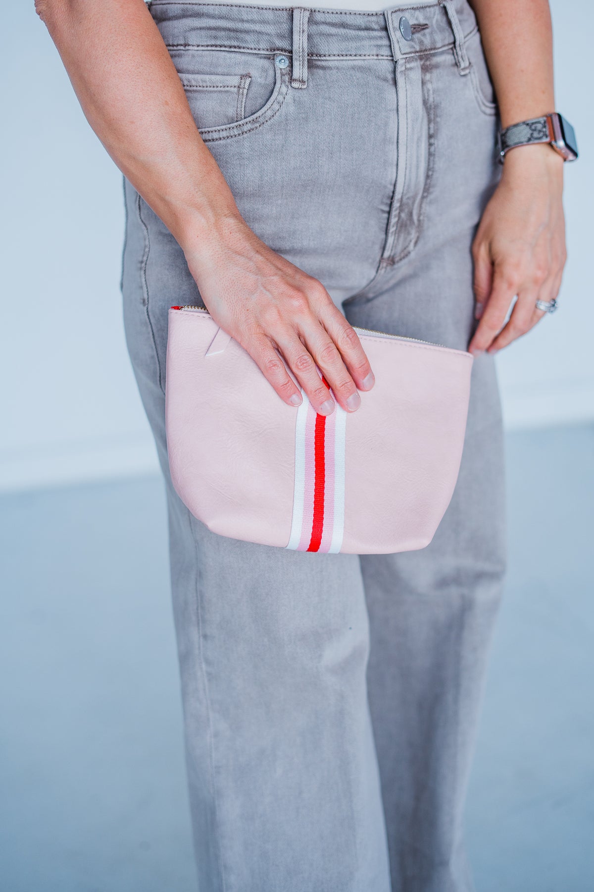 Vegan Stripe Bag | Pink w/ Stripe - Aspen Lane 
