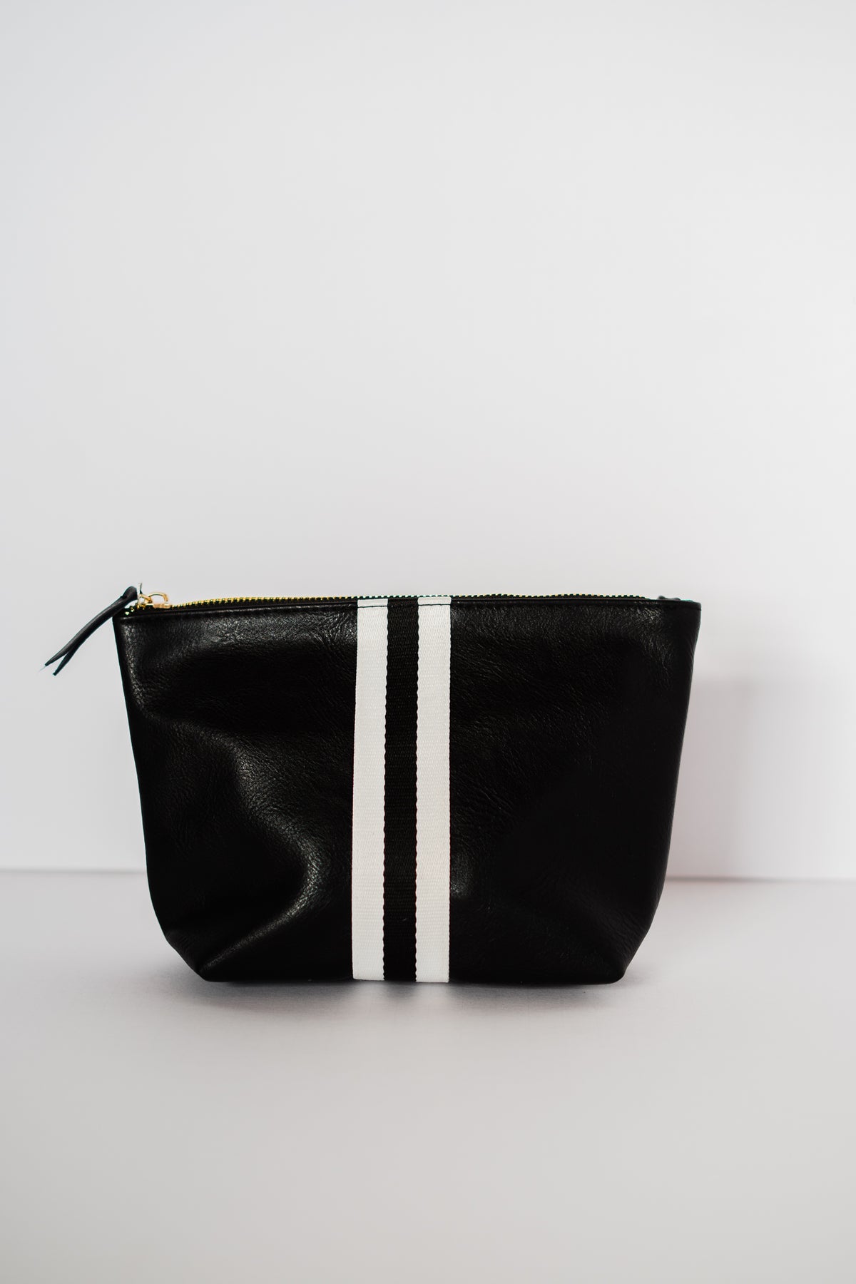 Vegan Stripe Bag Pouch | Black w/ Stripe