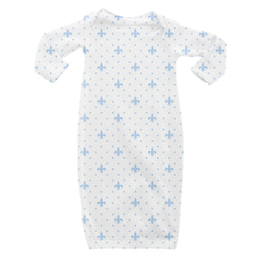 Fleur de Lis Newborn Gown : Baby Blue - Aspen Lane 