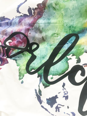 Hello World Fitted Crib Sheet or Swaddle | Rainbow Watercolor World - Aspen Lane 