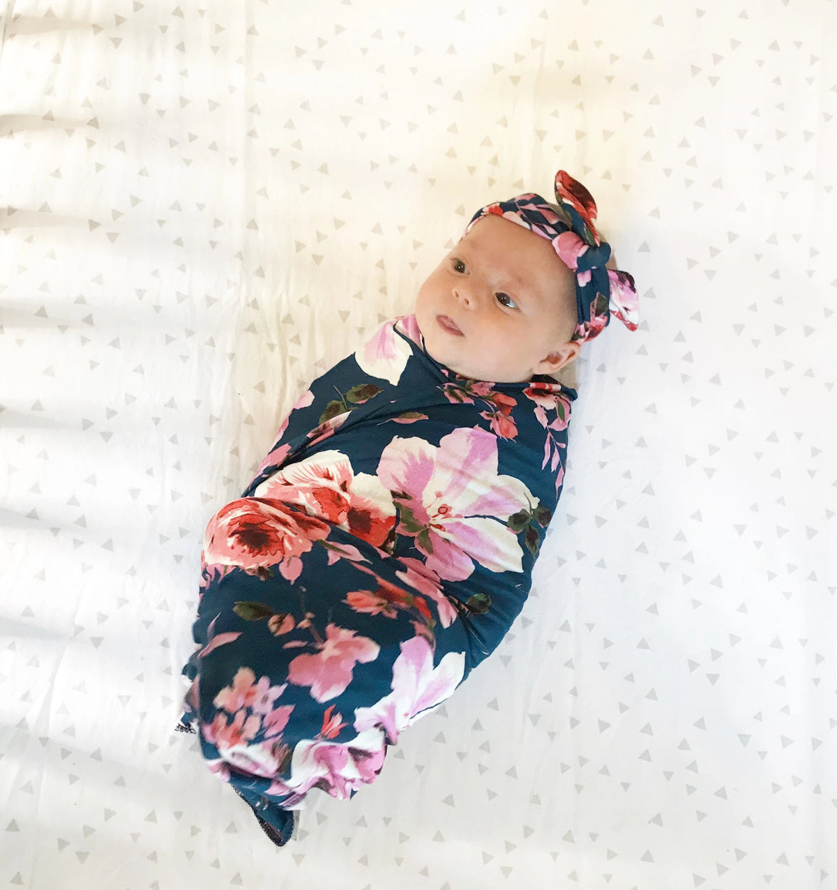 Ocean Blue Swaddle Blanket + Hat Set - Aspen Lane 