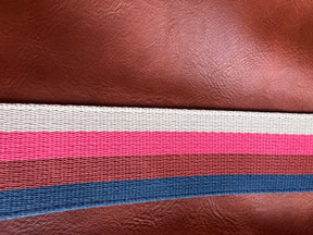 Cognac + Multi Stripe Vegan Tote - Aspen Lane 