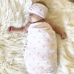 Fleur de Lis Blanket or Headband : Baby Pink - Aspen Lane 