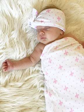 Fleur de Lis Blanket or Headband : Baby Pink - Aspen Lane 